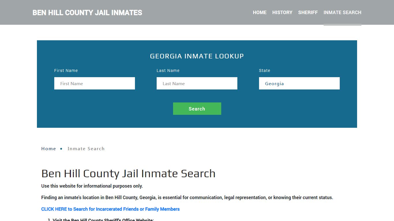 Ben Hill County, GA Detainee Lookup